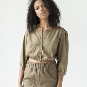 OZMA Joanna silk noil top (olive)
